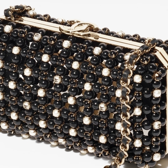 Chanel Gold, and Black CC Beaded Clutch/Shoulder Bag - Picture 3 of 3